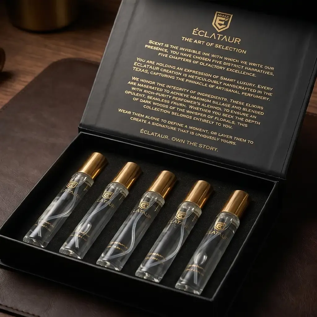 The Discovery Gift Set opened, five scents ready to compare