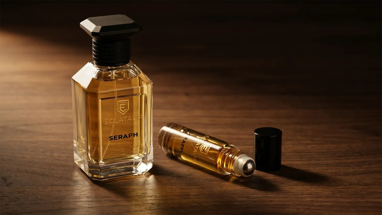 The ÉCLATAUR Eau de Parfum spray and extrait roll-on together - the layered ritual